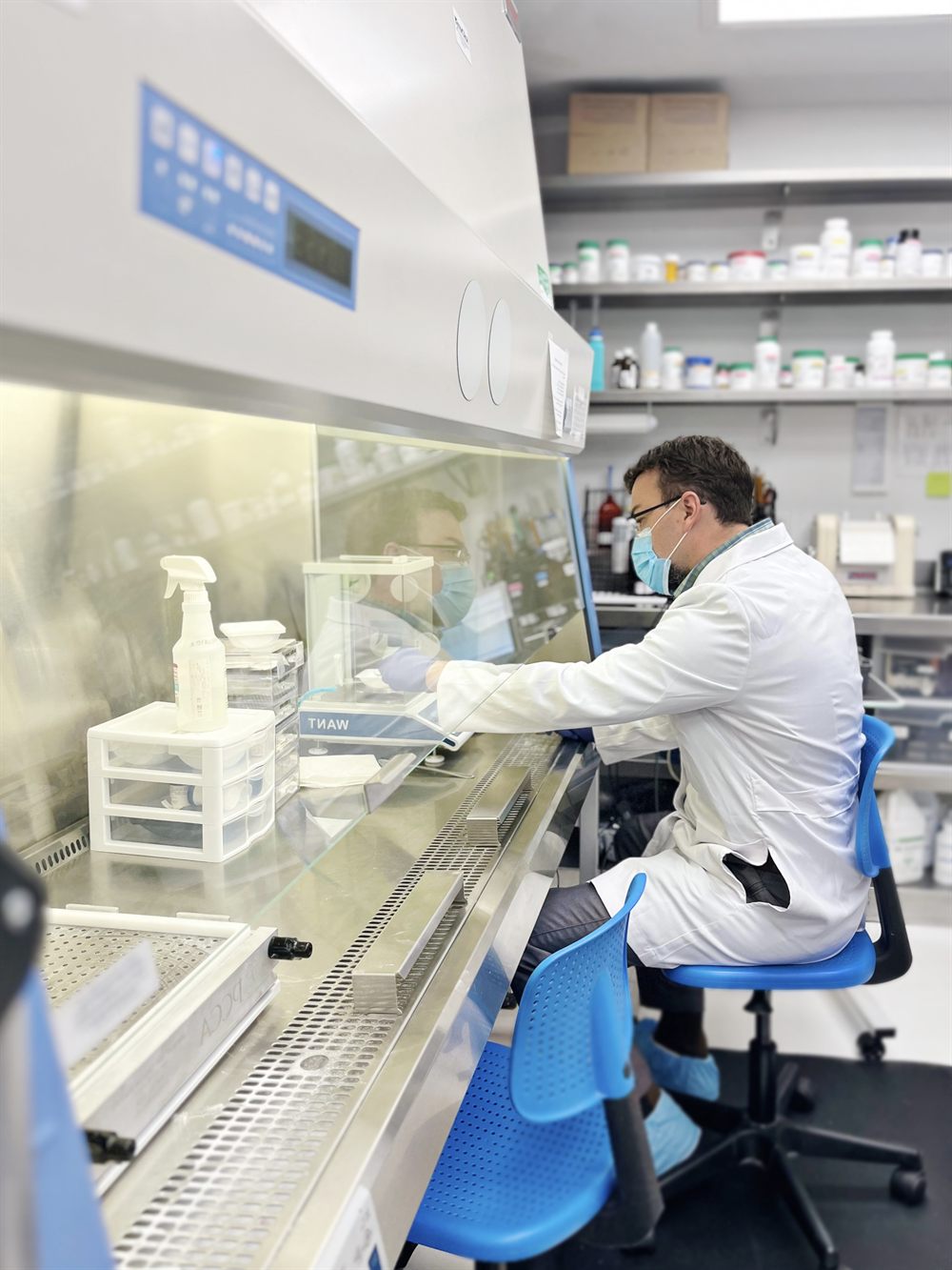 Access Family Pharmacy non-sterile compounding team member working at a lab bench